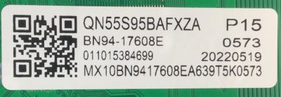 MAIN PARA SMART TV SAMSUNG 4K RESOLUCION (3840 X 2160)  / NUMERO DE PARTE BN94-17608E / BN41-03015A / BN97-19720B / BN9417608E / 17608E / NUMERO DE PANEL CY-AB055FLLV3H / MODELO QN55S95BAFXZA FC02 - Imagen 2